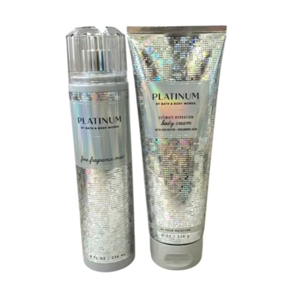 Bath And Body‎ Works Platinum Fine Fragrance Mist And Body Cream Set NEW